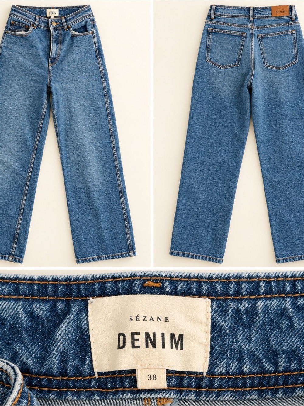 Sézane Denim High Rise Wide Leg Jeans Blue Size 38 / US 6